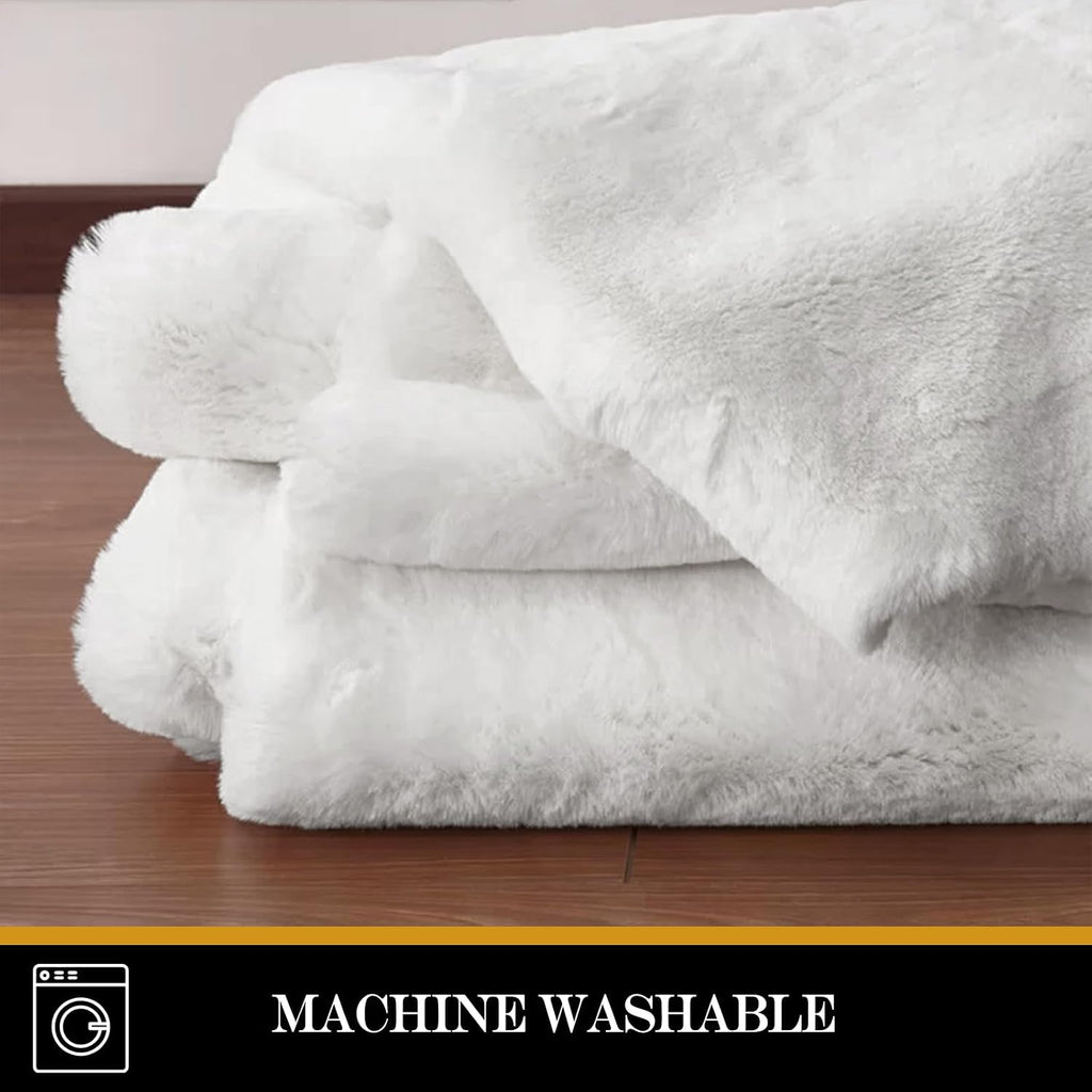 Latepis Washable Rugs 3x5 White Fluffy Shag Rug Shaggy Rug for Living Room Super Soft Area Rugs for Bedroom Nursery