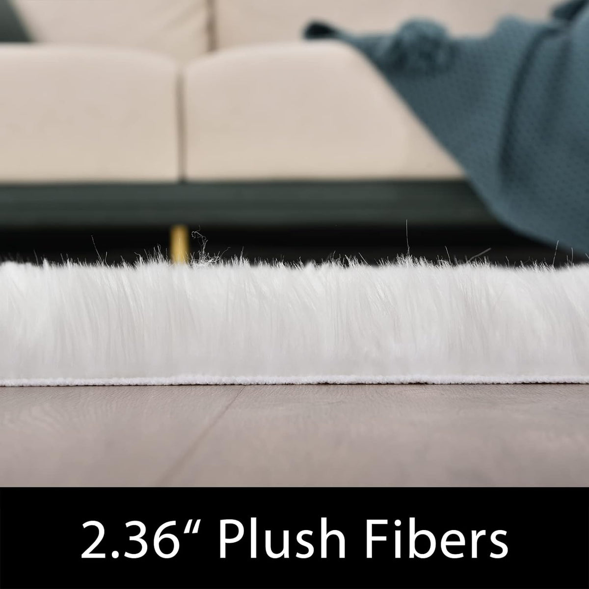 Latepis White Faux Fur Sheepskin Rug 4x6 for Living Room, Fuzzy Rugs Fluffy Washable Rug for Bedroom, Playroom, Luxury Room Decor, Rectangle