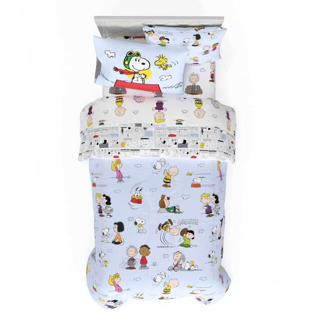 Peanuts® Snoopy Super Soft Reversible Comforter and Sheet Set, 4 Piece Twin Size, (Officially Licensed Product) by Franco Collectibles
