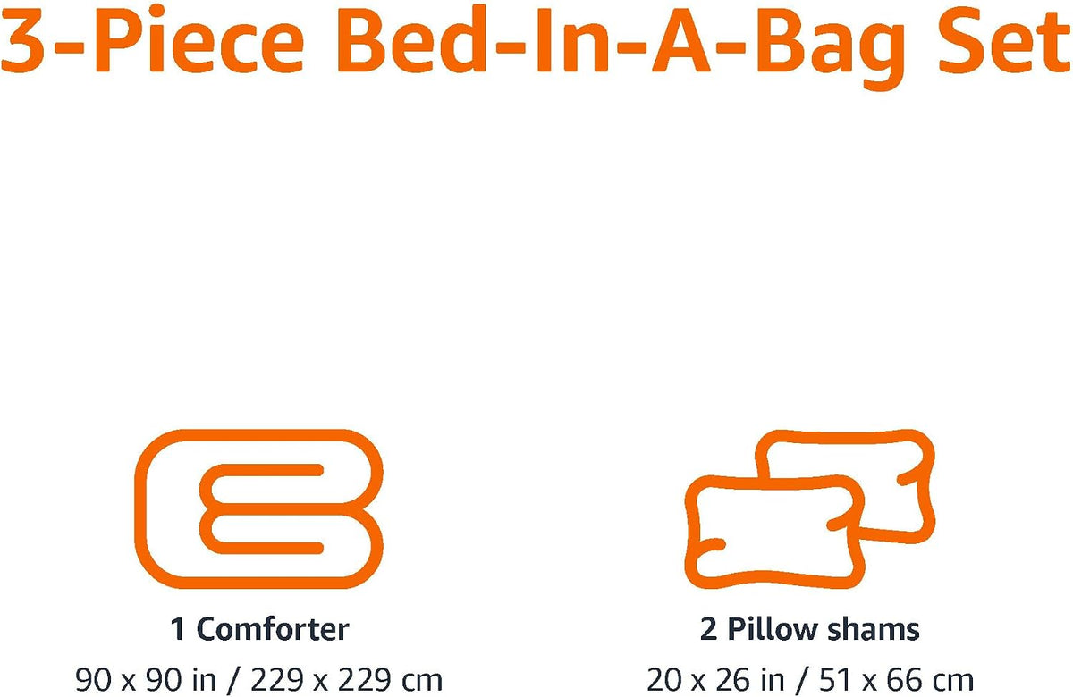 Amazon Basics 3-Piece Microfiber Kids' All Season Comforter and Pillow Sham Set, Full/Queen, Dinosaurs, Animal Print