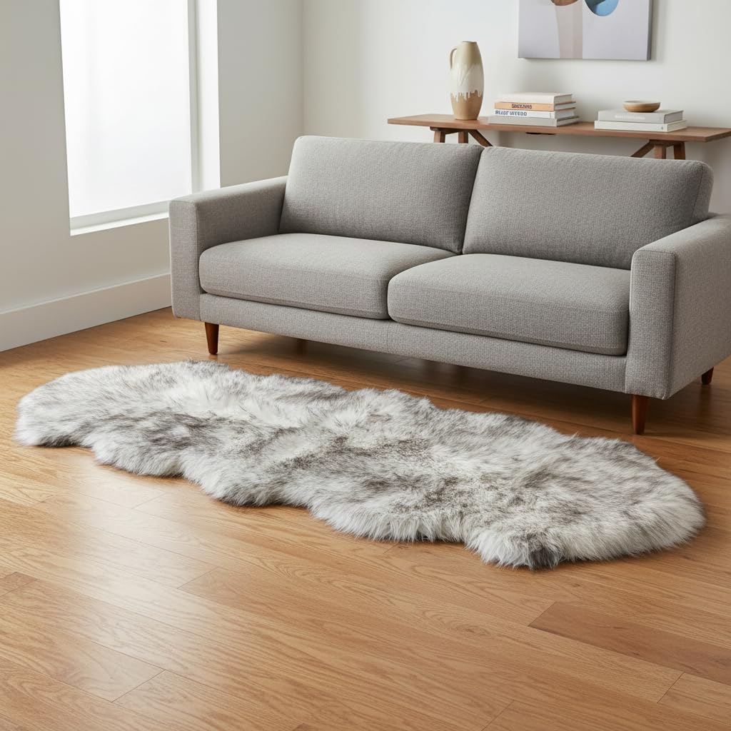 Genuine Sheepskin Rug & Chair Cover Ivory 2X3 Real Fur Throw for Bedroom
