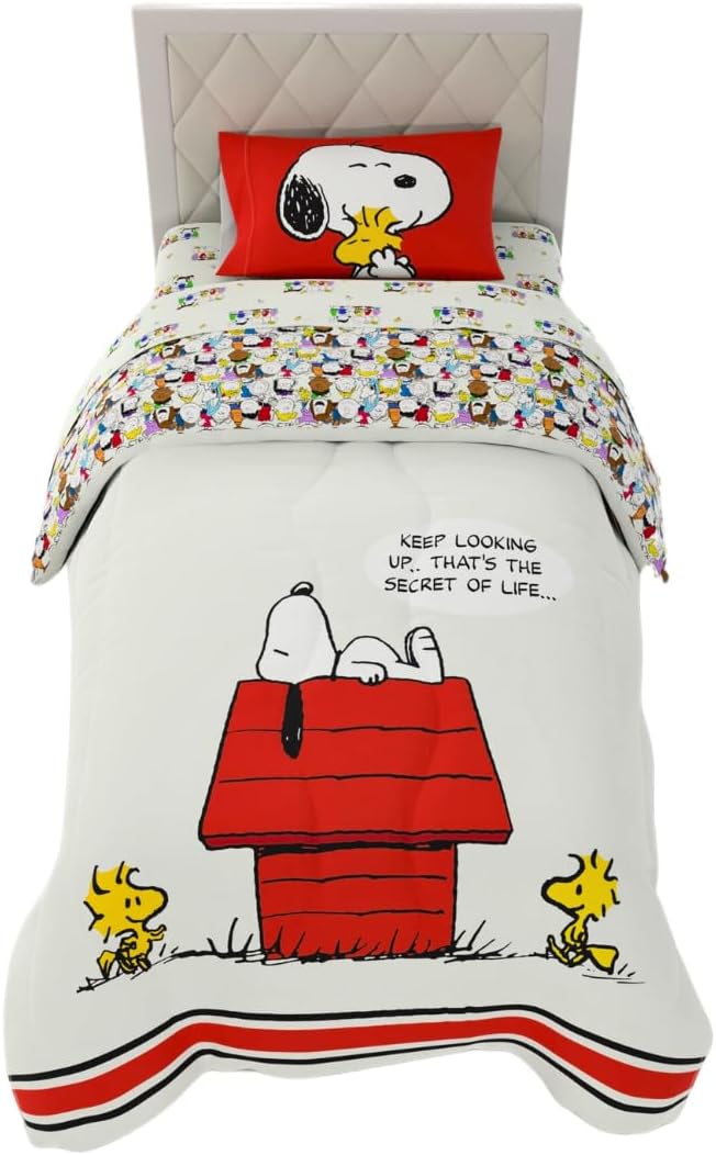 Peanuts® Snoopy Super Soft Reversible Comforter and Sheet Set, 4 Piece Twin Size, (Officially Licensed Product) by Franco Collectibles