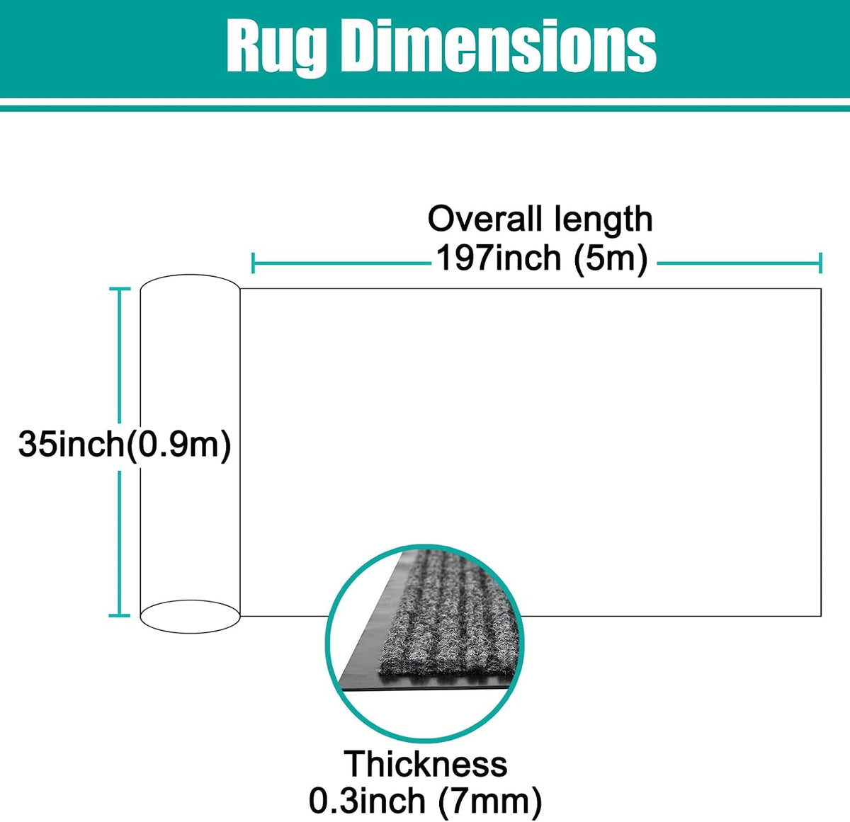 ITINA Long Door Mat, 3 x 16 ft Hallway Runner, Commercial Floor Mats