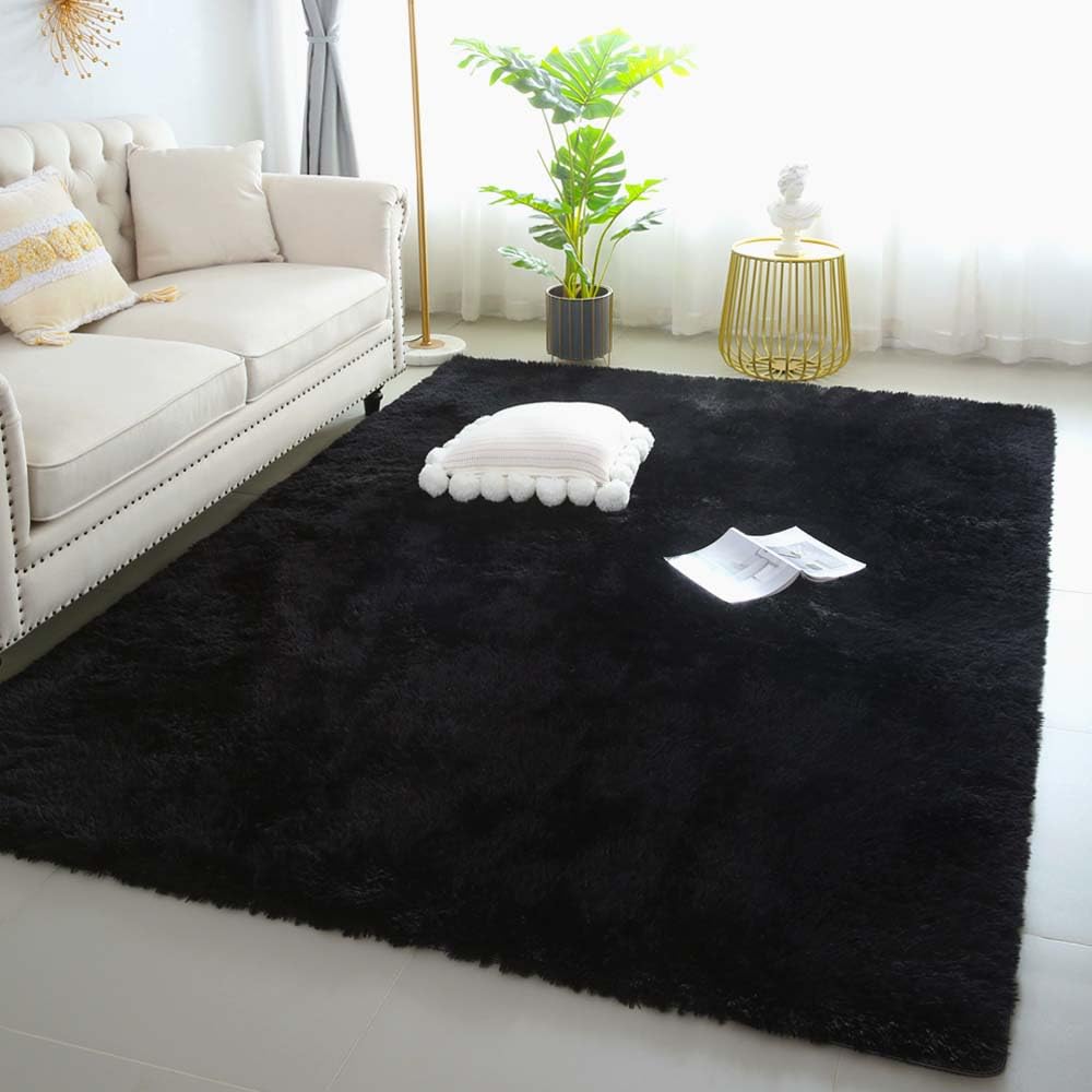 4x6 Light Grey Fluffy Shag Rug for Bedroom, Plush Washable Carpet