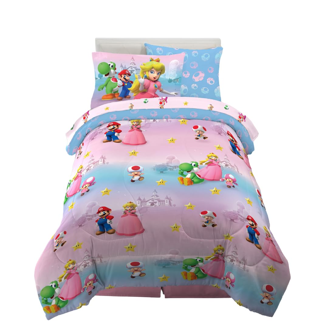Peppa Pig Kids Bedding Super Soft & Cozy Reversible Microfiber Comforter and Sheet Set with Sham, 5 Piece Twin Size, (Officially Licensed Product) By Franco