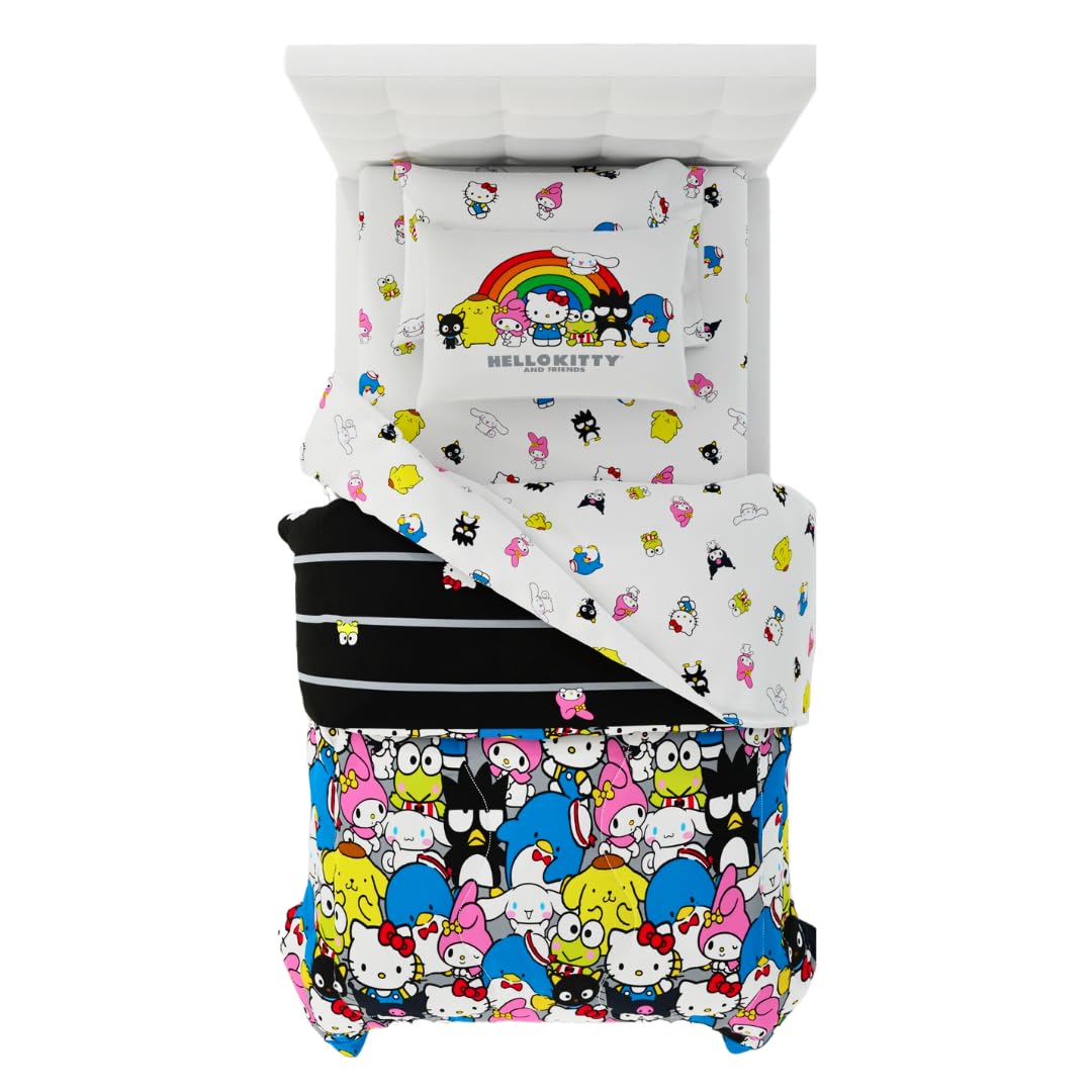 Franco Kids Bedding Super Soft Comforter and Sheet Set with Sham, 5 Piece Twin Size, Hello Kitty