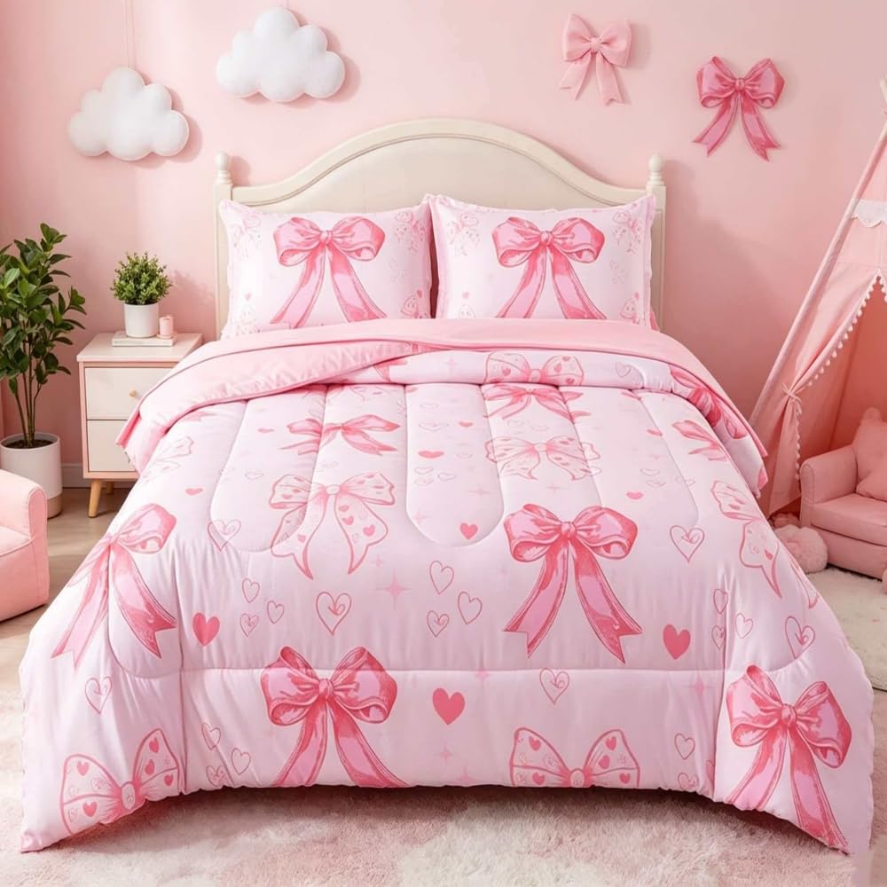 lishjekee 5Pieces Animal Comforter Twin for Kids Wild Animal Bedding Set Bed in A Bag Forest Wildlife Comforter and Sheets Set for Boys Girls Jungle Bear Wolf Deer Bed Set Home Decor