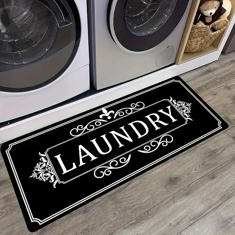Letter Print Aesthetic Non-Slip Floor Mat - Soft, Durable, Washable for Kitchen, Living Room, Bedroom, Entryway, Mornings