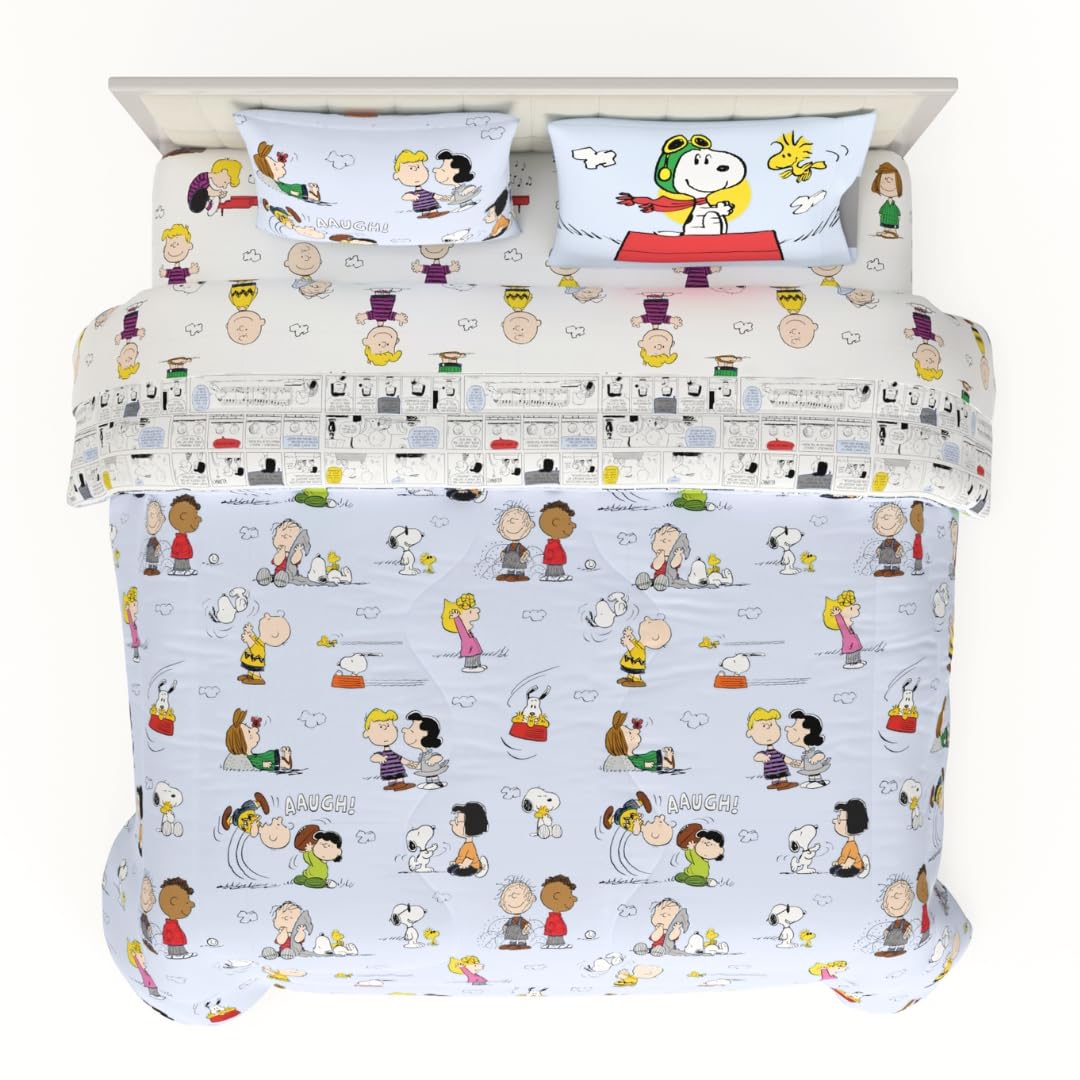 Peanuts® Snoopy Super Soft Reversible Comforter and Sheet Set, 4 Piece Twin Size, (Officially Licensed Product) by Franco Collectibles