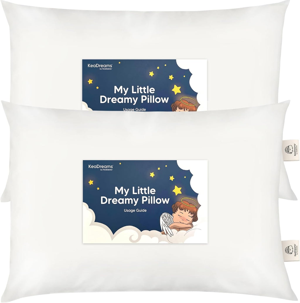 KeaBabies 2pk Toddler Pillows 2 Year Old to 5,14x20 Kids Pillow(Soft White)