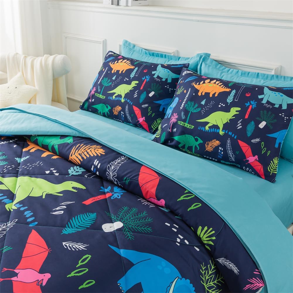 Dinosaur Bedding Set Twin for Boys 5 Pieces Wild Dino Comforter
