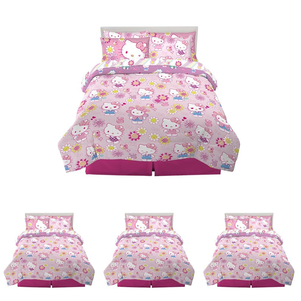 Franco Kids Bedding Super Soft Comforter and Sheet Set with Sham, 5 Piece Twin Size, Hello Kitty