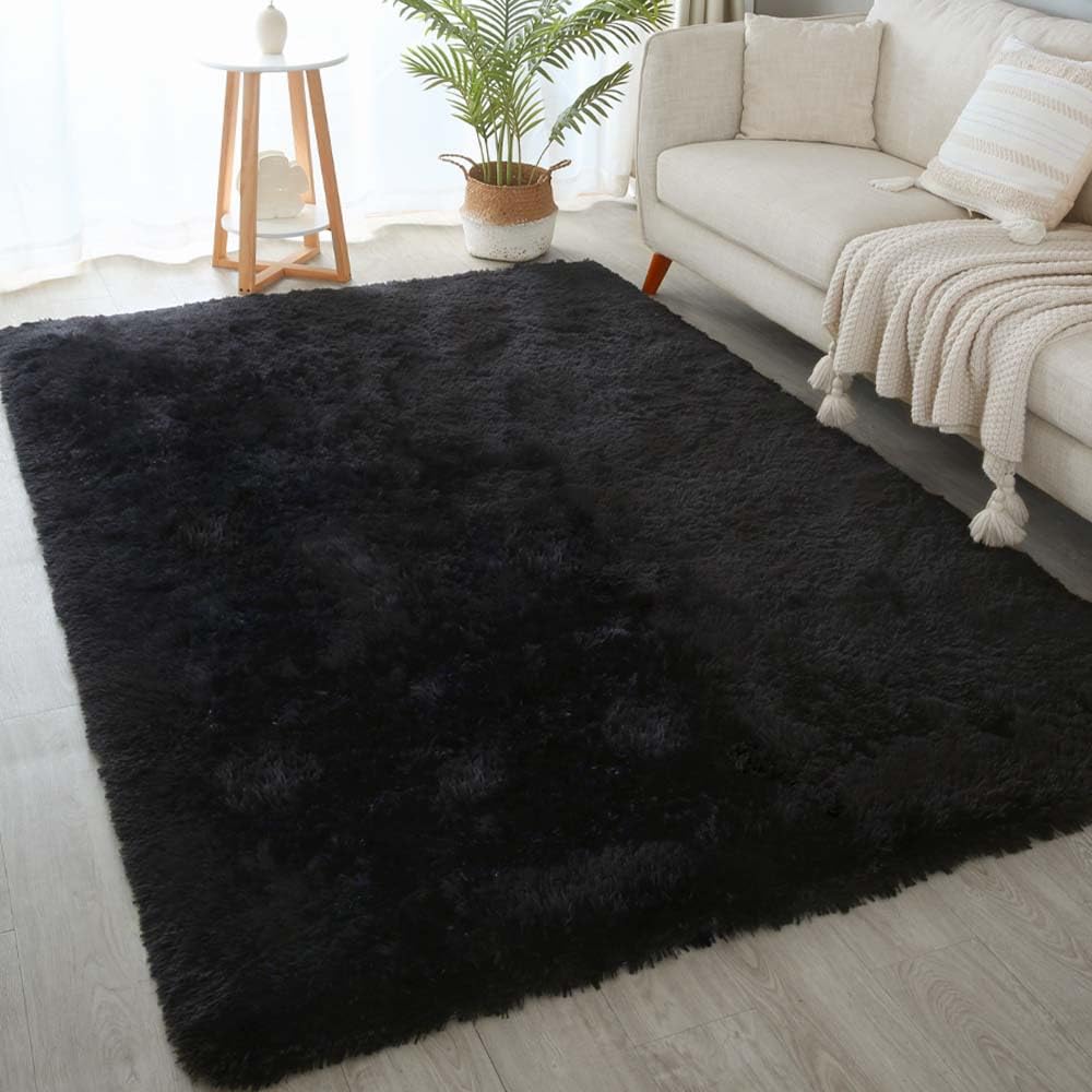 4x6 Light Grey Fluffy Shag Rug for Bedroom, Plush Washable Carpet