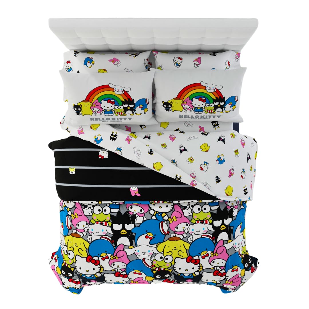 Franco Kids Bedding Super Soft Comforter and Sheet Set with Sham, 5 Piece Twin Size, Hello Kitty