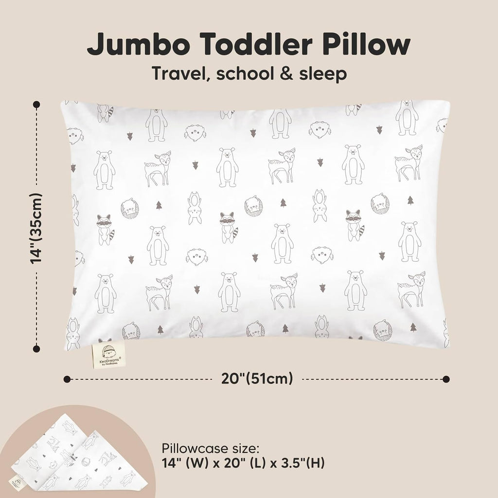 KeaBabies Organic Toddler Pillow with Pillowcase, Jumbo 14X20 (KeaFriends)