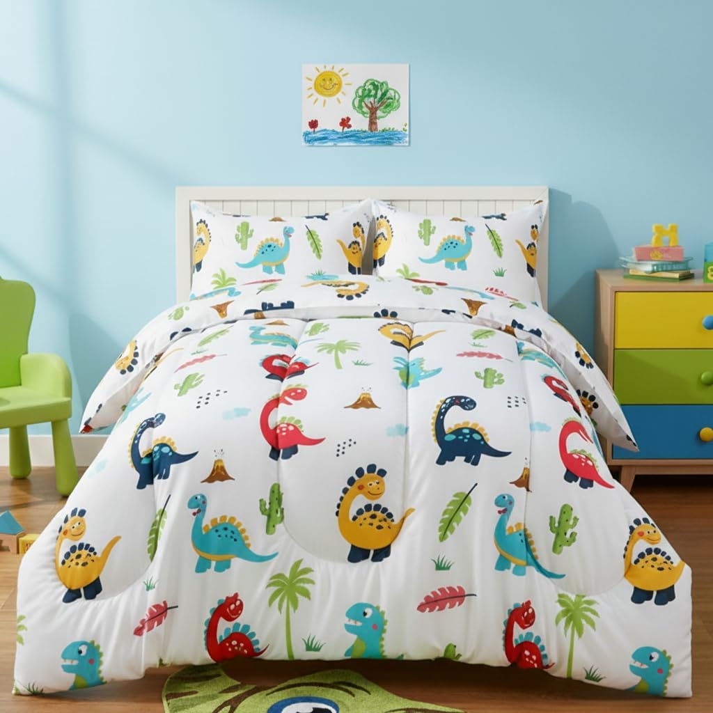 Utopia Bedding 3 Pc Kids Twin Comforter Set, Dinosaur