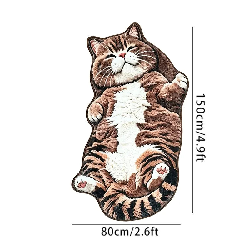 Adorable Lazy Cat Shaped Rug, Creative Cartoon Home Decor, Soft Comfortable Mat for Sofa, Coffee Table, Living Room, Bathroom, Boho Washable Rug