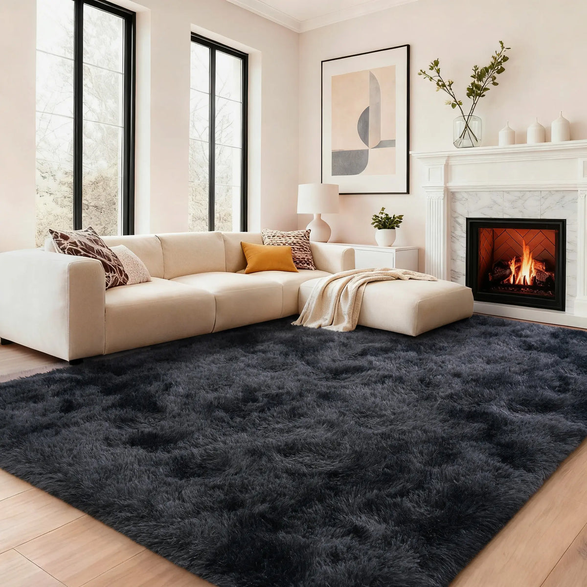 【Moving Season】MUGORN Multi-Size 3-Layer Super Soft Shaggy Fuzzy Rug, Modern Minimalist, Hand-Washable, Modern Shaggy Rug for Bedroom, Dorm Room Decor, Home Furnishings rugs for living room carpet