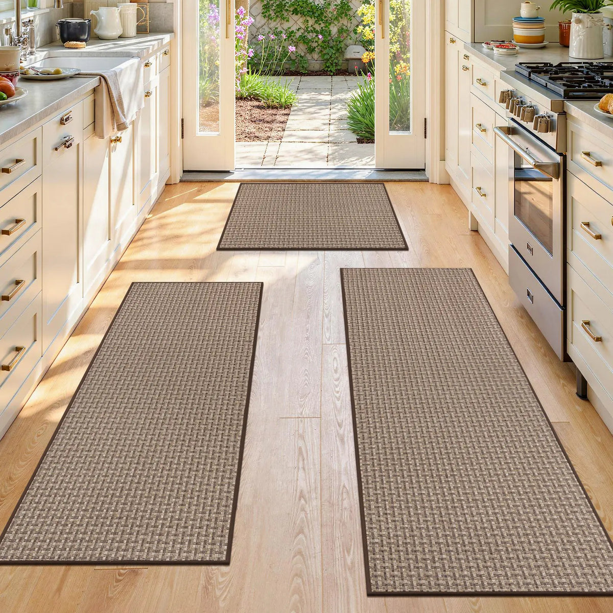 LOKHOM 3-Piece Non-Slip Kitchen Rugs Set - Thick Absorbent Soft Machine Washable Modern Runner Rug, Absorbent Decorative Indoor Floor Mat for Hallways Entryway Laundry Room