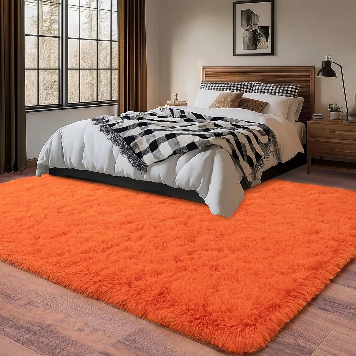 AILYEI Soft Shag Rugs For Bedroom, Burgundy Red Fluffy Shaggy Rugs For Living Room Nursery, Luxury Modern Plush Carpet Girls Boys Kids Room Dorm Indoor Home Decor, Upgrade Non-Slip