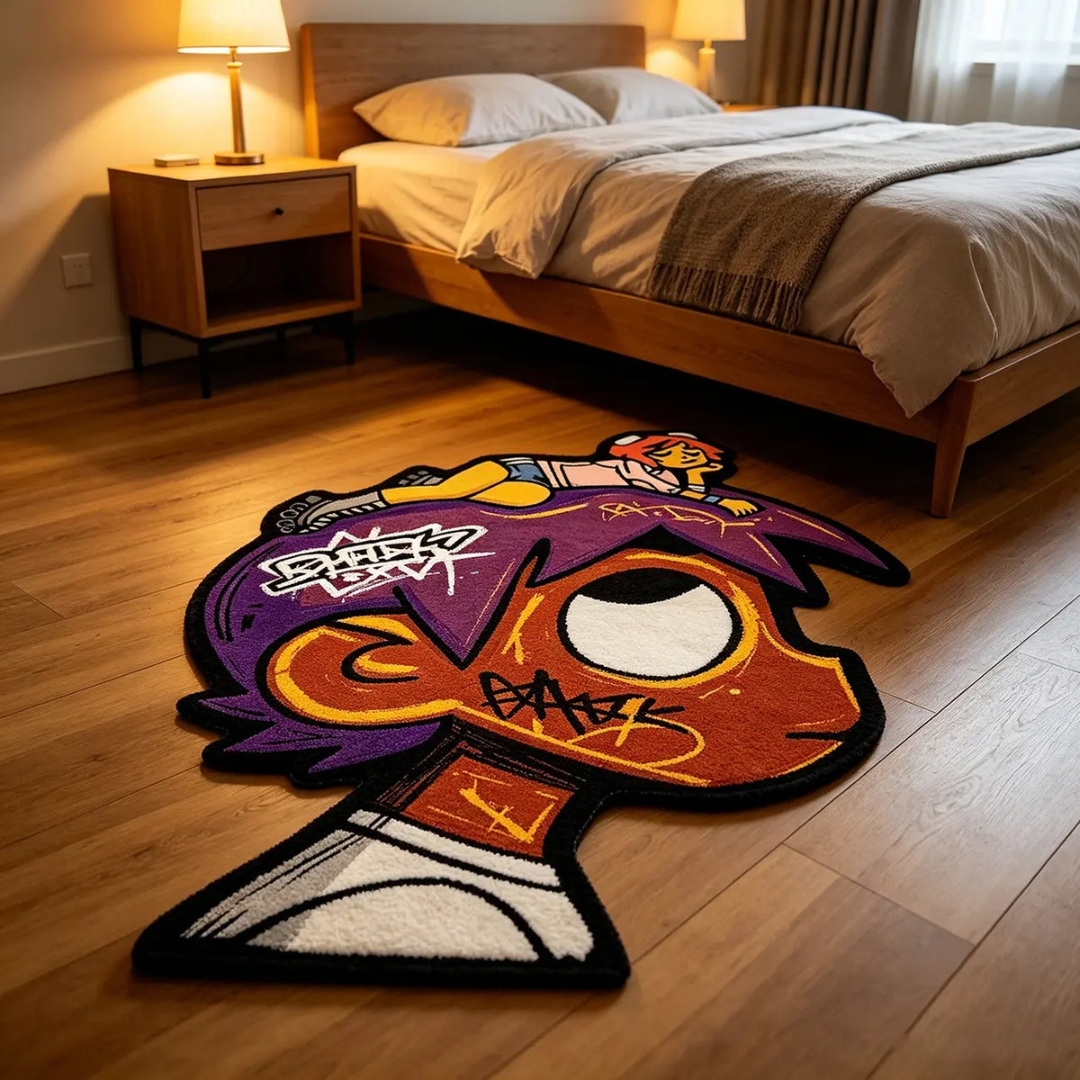 Hip-Hop Style Bedroom Rug, Sheepskin-Like Hallway Carpet, Soft Area Rug, Soft and Comfortable, Fun Design, Home Decor, Perfect for Entryways, Entrance Rug, House Decor Rug