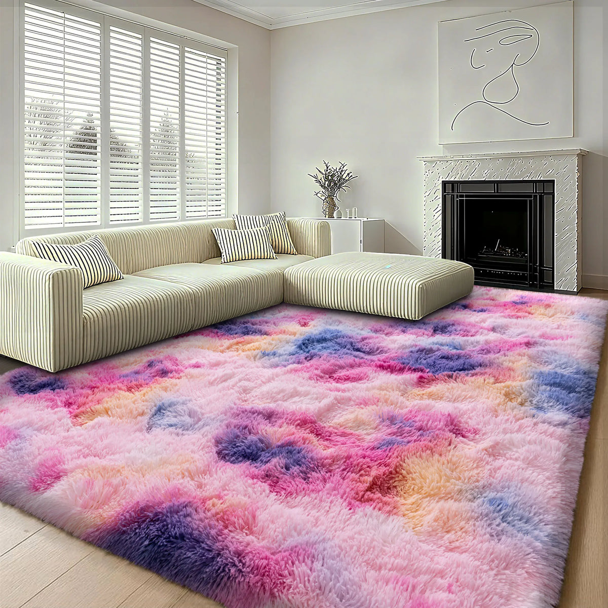 【Moving Season】MUGORN plush rugs for bedroom and living room, upgraded non-slip, thick plush carpet, soft indoor decorative rug, perfect for living room, home accessories, stylish room decor, and apartment essentials (available in various sizes), House