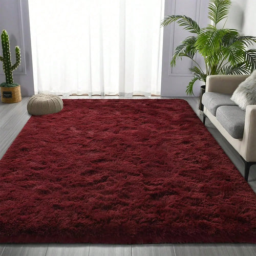 AILYEI Soft Shag Rugs For Bedroom, Burgundy Red Fluffy Shaggy Rugs For Living Room Nursery, Luxury Modern Plush Carpet Girls Boys Kids Room Dorm Indoor Home Decor, Upgrade Non-Slip