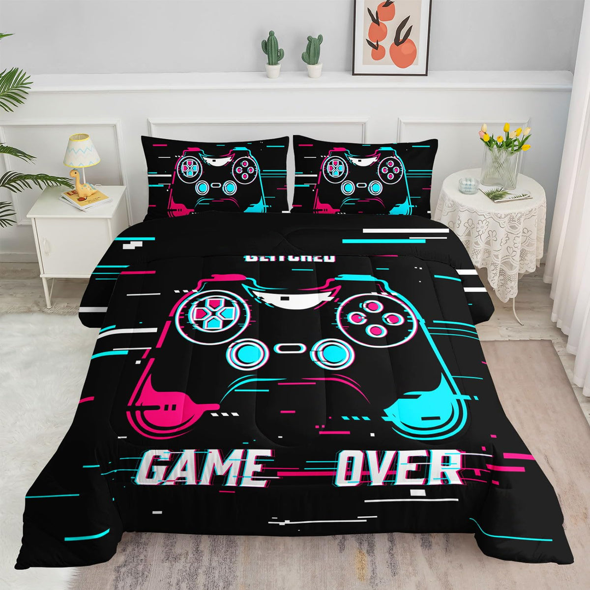 Kids Comforter Set Farm Theme Printed Pattern Bedding Set with 1 Comforter and 2 Pillowcases for Girls Boys Bedroom All Season(Farm Theme01 Twin)