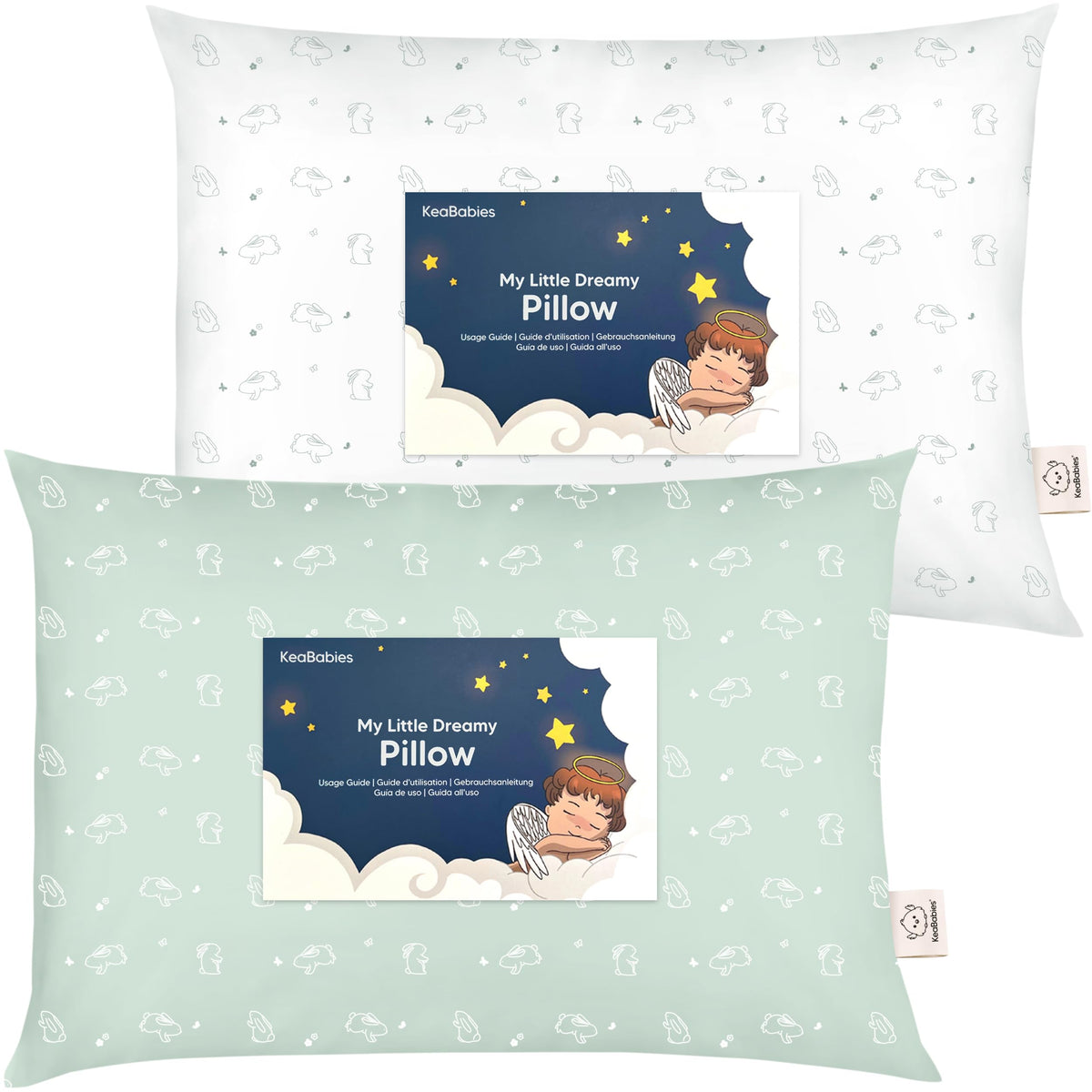 KeaBabies 2pk Toddler Pillows 2 Year Old to 5,14x20 Kids Pillow(Soft White)