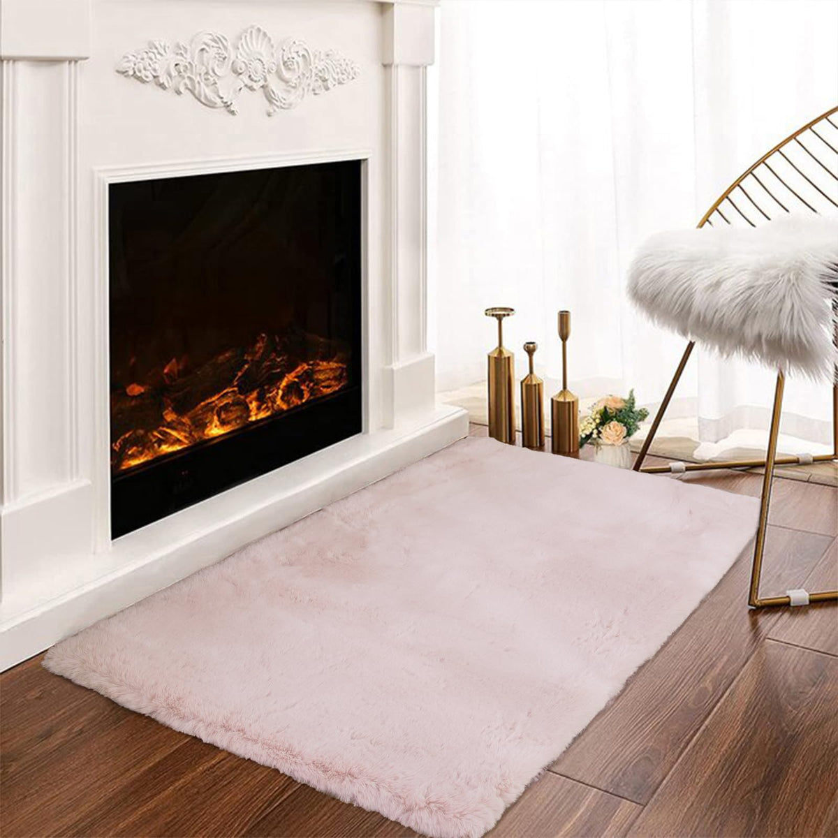 Latepis Washable Rugs 3x5 White Fluffy Shag Rug Shaggy Rug for Living Room Super Soft Area Rugs for Bedroom Nursery