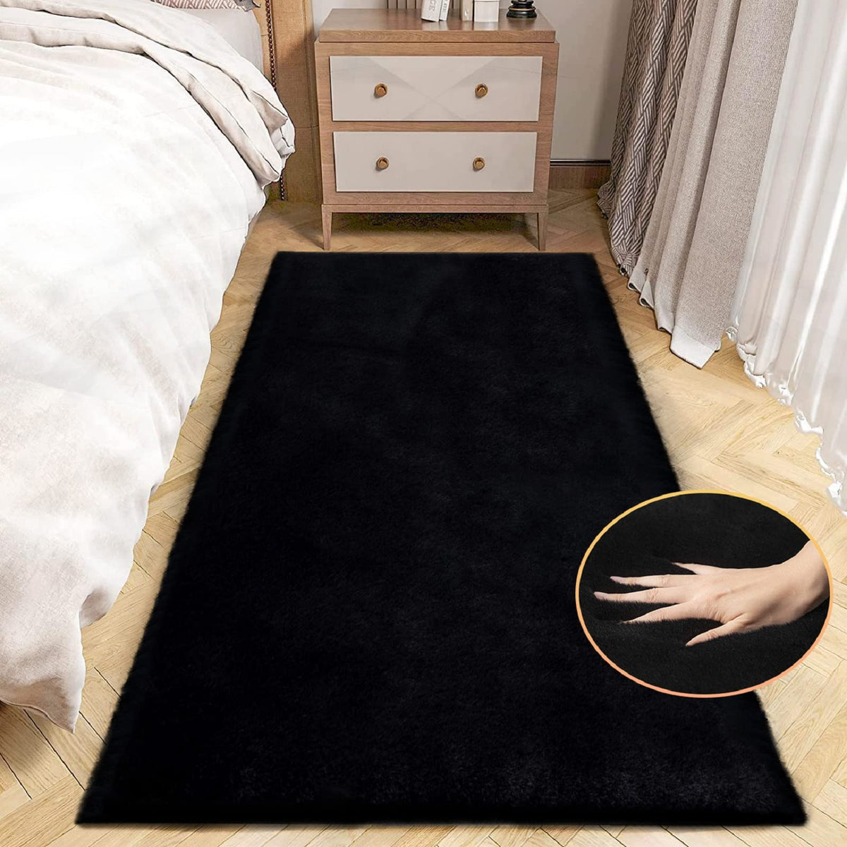 ORINOVA White Faux Bunny Fluffy Fur Rug Washable Area Rugs for Living Room Nursery Rugs for Bedroom 2x3 Rectange Rug Cute Home Décor
