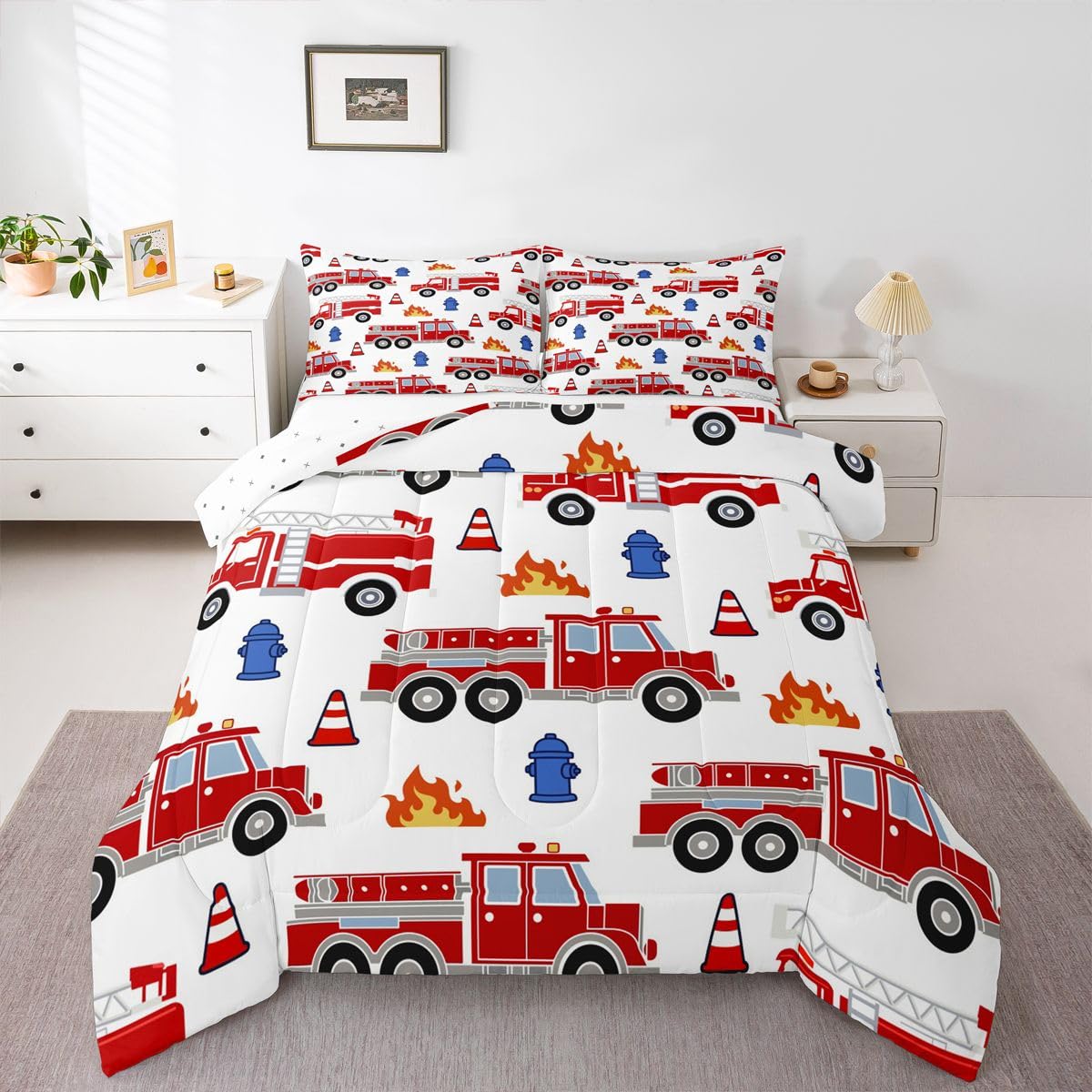 Erosebridal Cartoon Train Comforter Set Twin Kids Bedding for Boys Girls