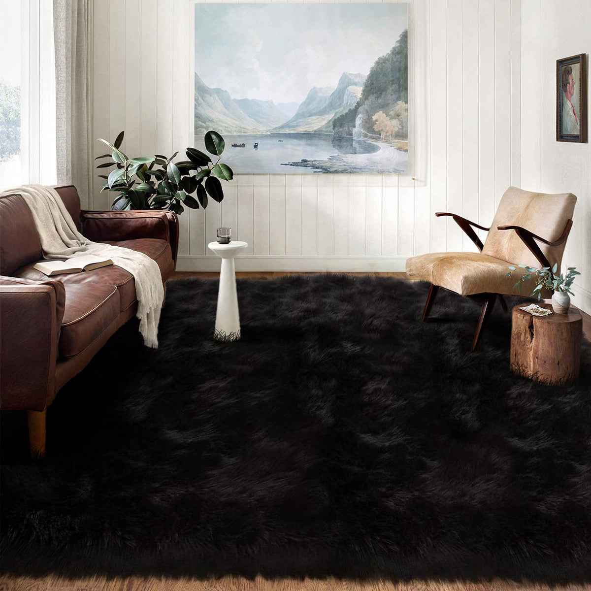 Latepis White Faux Fur Sheepskin Rug 4x6 for Living Room, Fuzzy Rugs Fluffy Washable Rug for Bedroom, Playroom, Luxury Room Decor, Rectangle