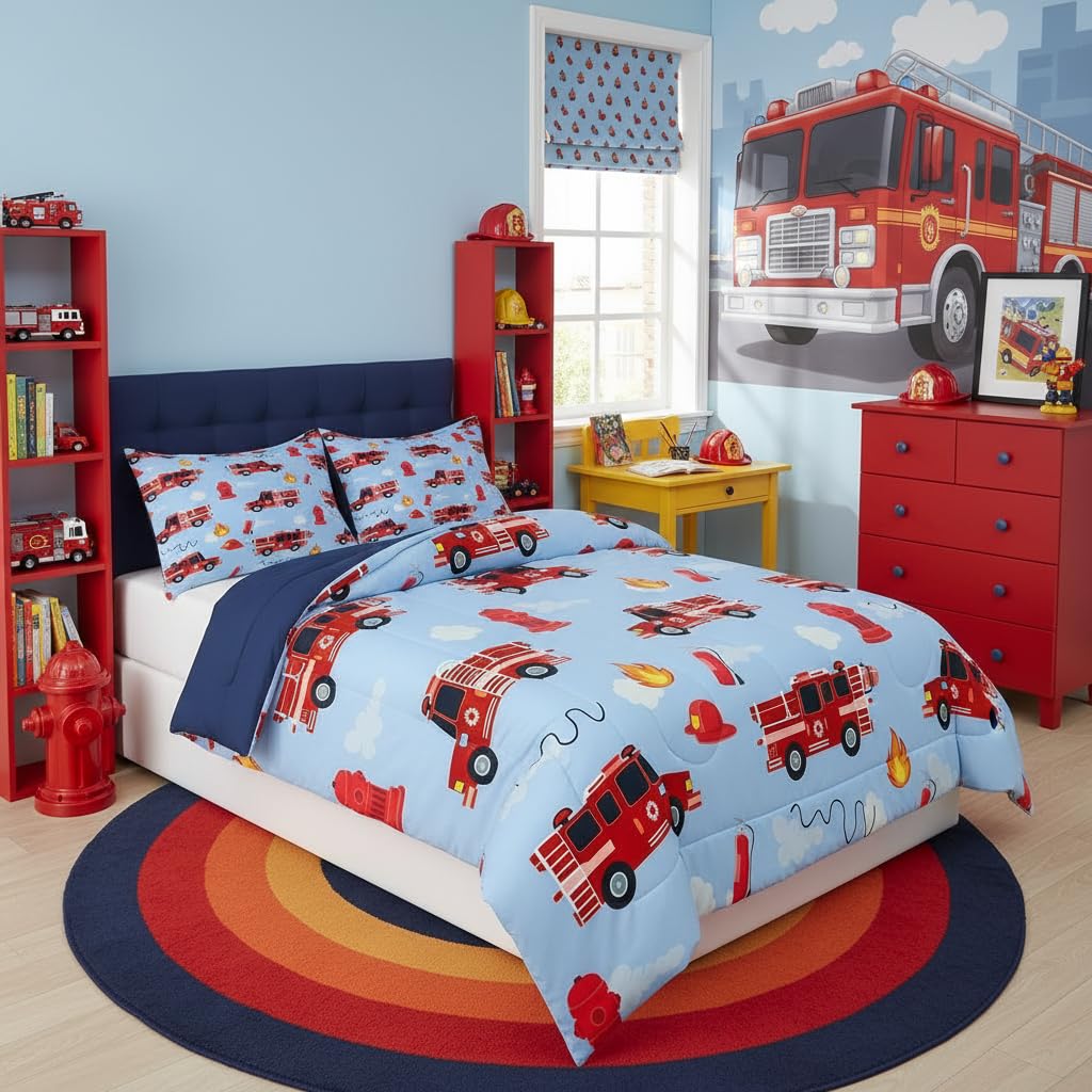Erosebridal Cartoon Train Comforter Set Twin Kids Bedding for Boys Girls