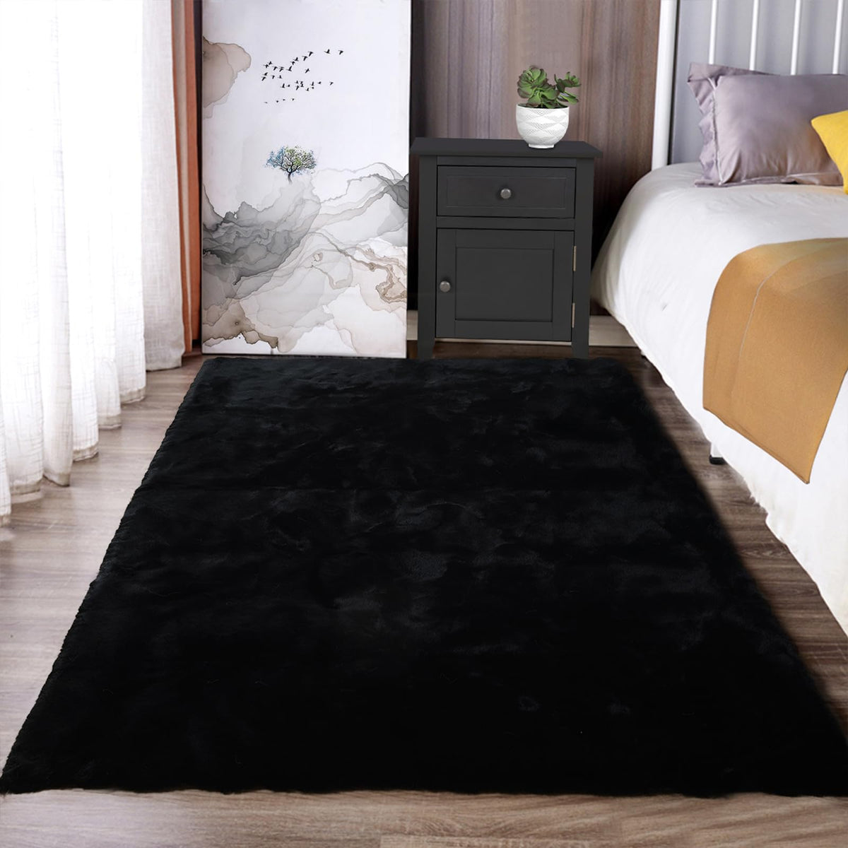 Latepis Washable Rugs 3x5 White Fluffy Shag Rug Shaggy Rug for Living Room Super Soft Area Rugs for Bedroom Nursery