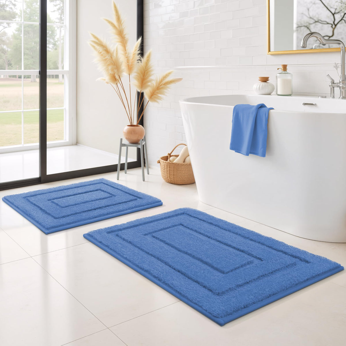 GRANNY SAYS Gray Bathroom Rug 16" x 24", Non-Slip Microfiber Bath Mat