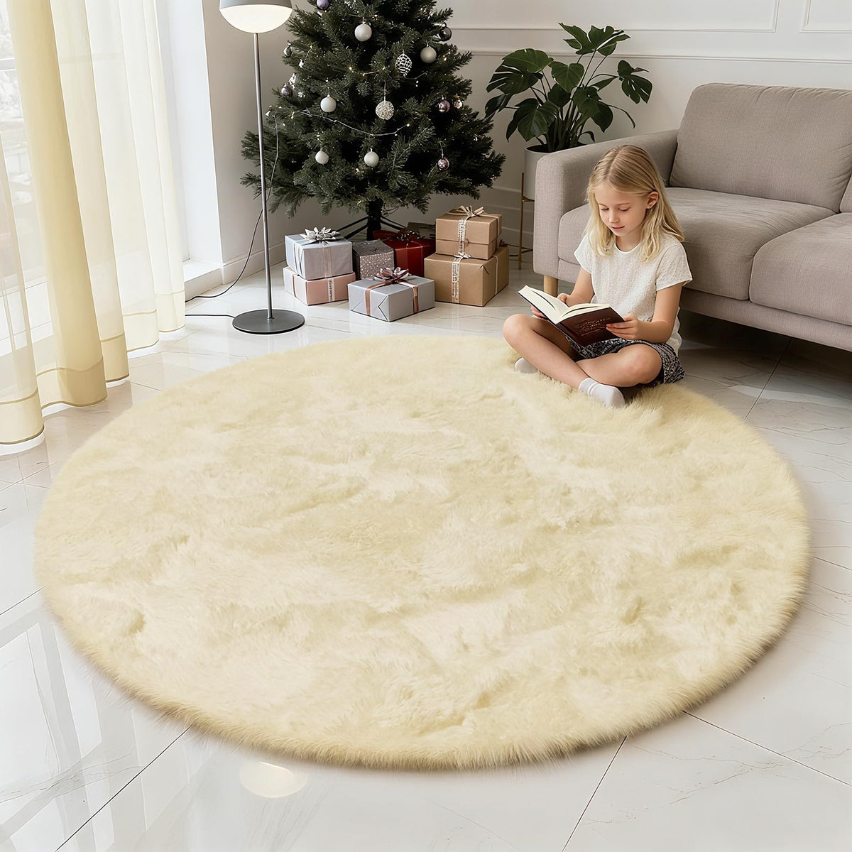 5x8 Shag Area Rug for Bedroom,Grey and Black Fluffy Rugs for Living Room