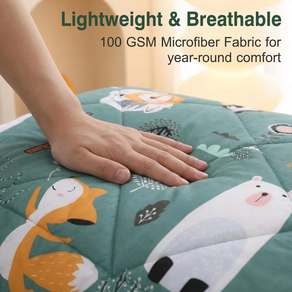 JSD Green Forest Animal Kids Comforter Set Twin Size
