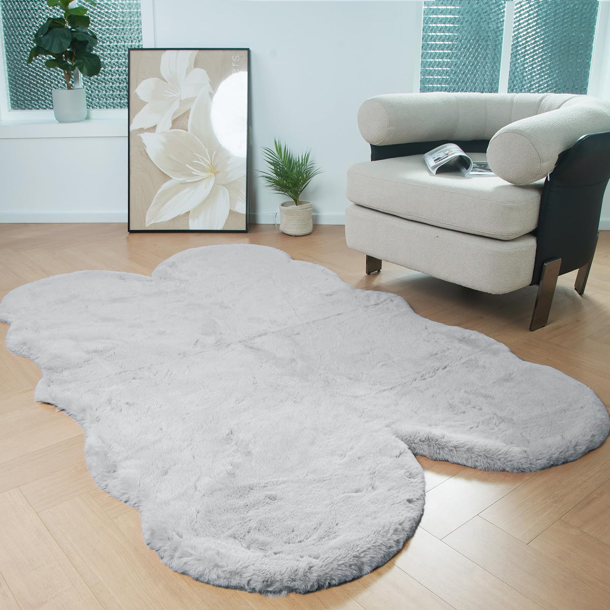 Latepis Washable Rugs 3x5 White Fluffy Shag Rug Shaggy Rug for Living Room Super Soft Area Rugs for Bedroom Nursery