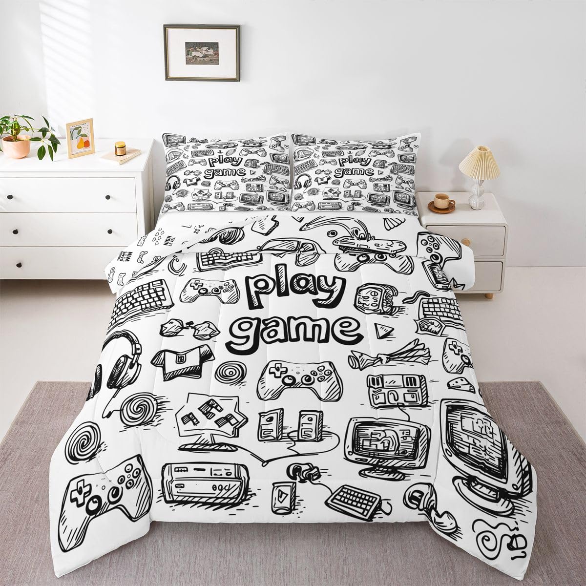 Erosebridal Girls Unicorn Comforter Set Twin Girls Bedding Set Cute Rainbow Unicorn Print Down Comforter Kids Cartoon Kawaii Duvet Insert Galaxy Stars Fantasy Room Decor Children Reversible Purple