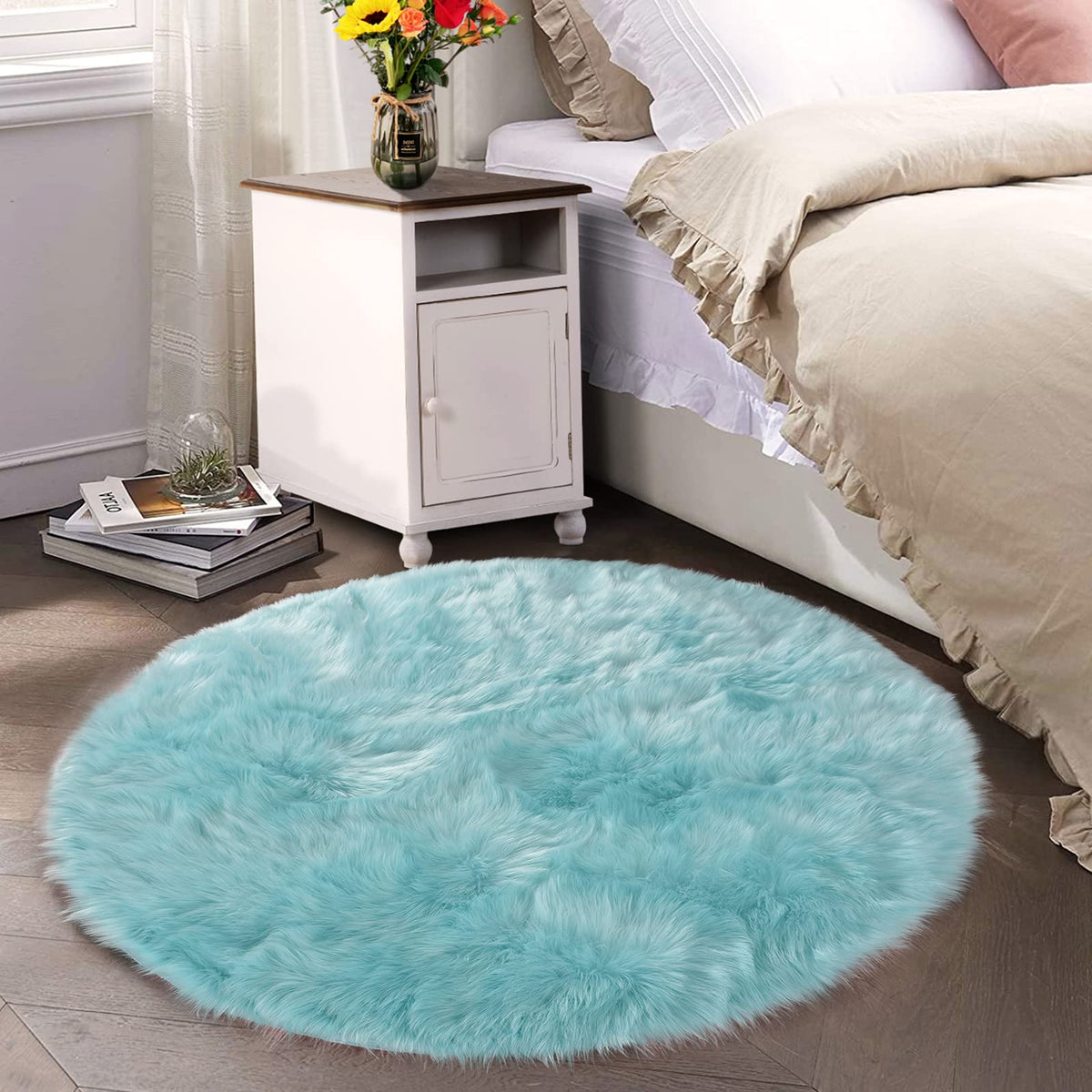 Latepis White Faux Fur Sheepskin Rug 4x6 for Living Room, Fuzzy Rugs Fluffy Washable Rug for Bedroom, Playroom, Luxury Room Decor, Rectangle