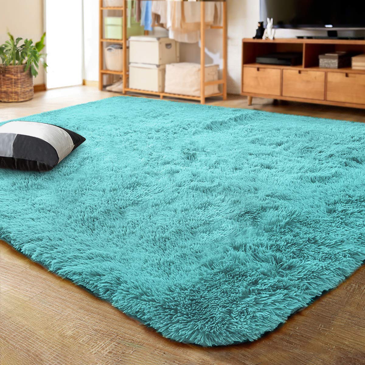 LOCHAS 4x6 Area Rugs Fluffy Living Room Carpets for Kids Bedroom, White