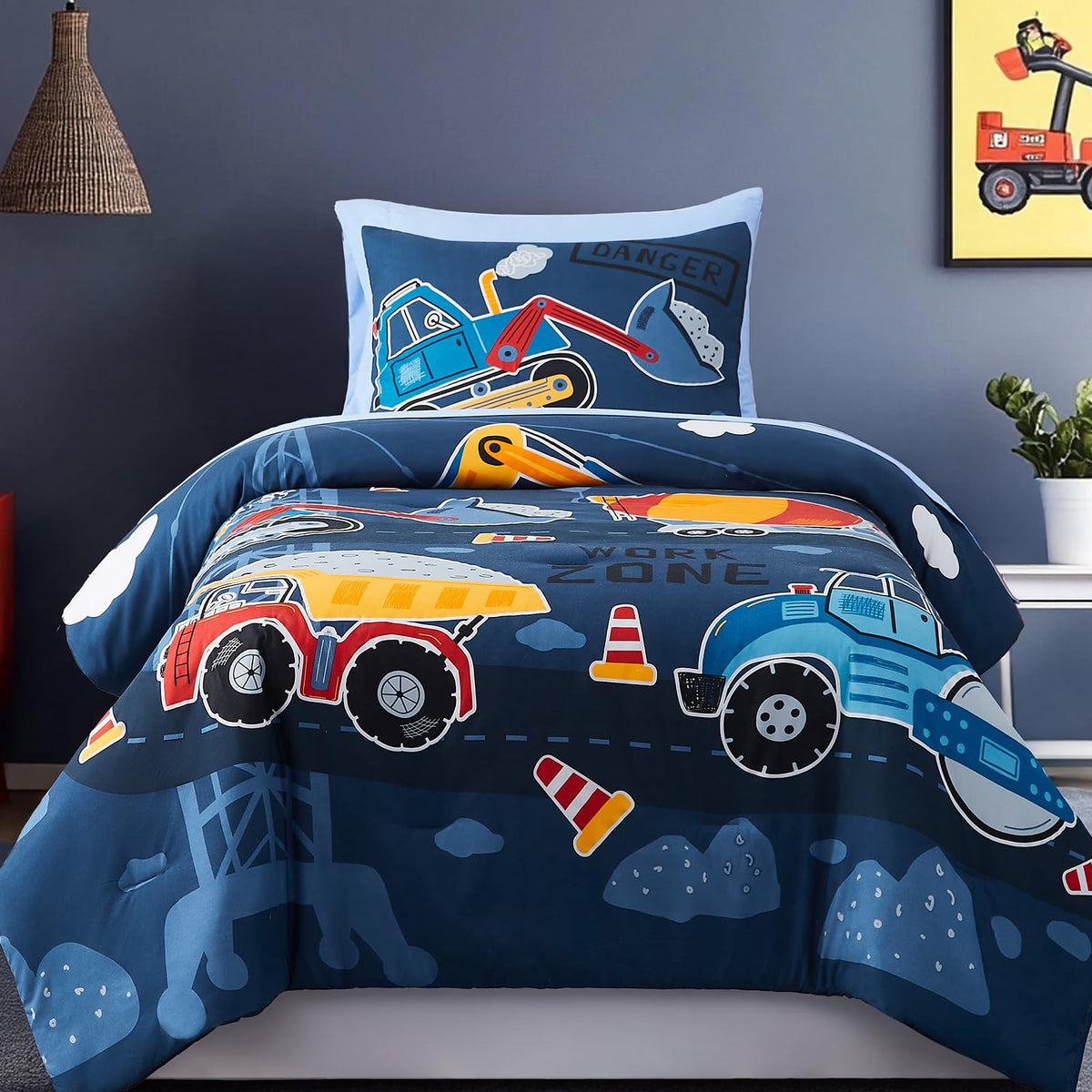 Twin Comforter Set for Boys-5 Pieces Ball Glow in the Dark Bedding Set