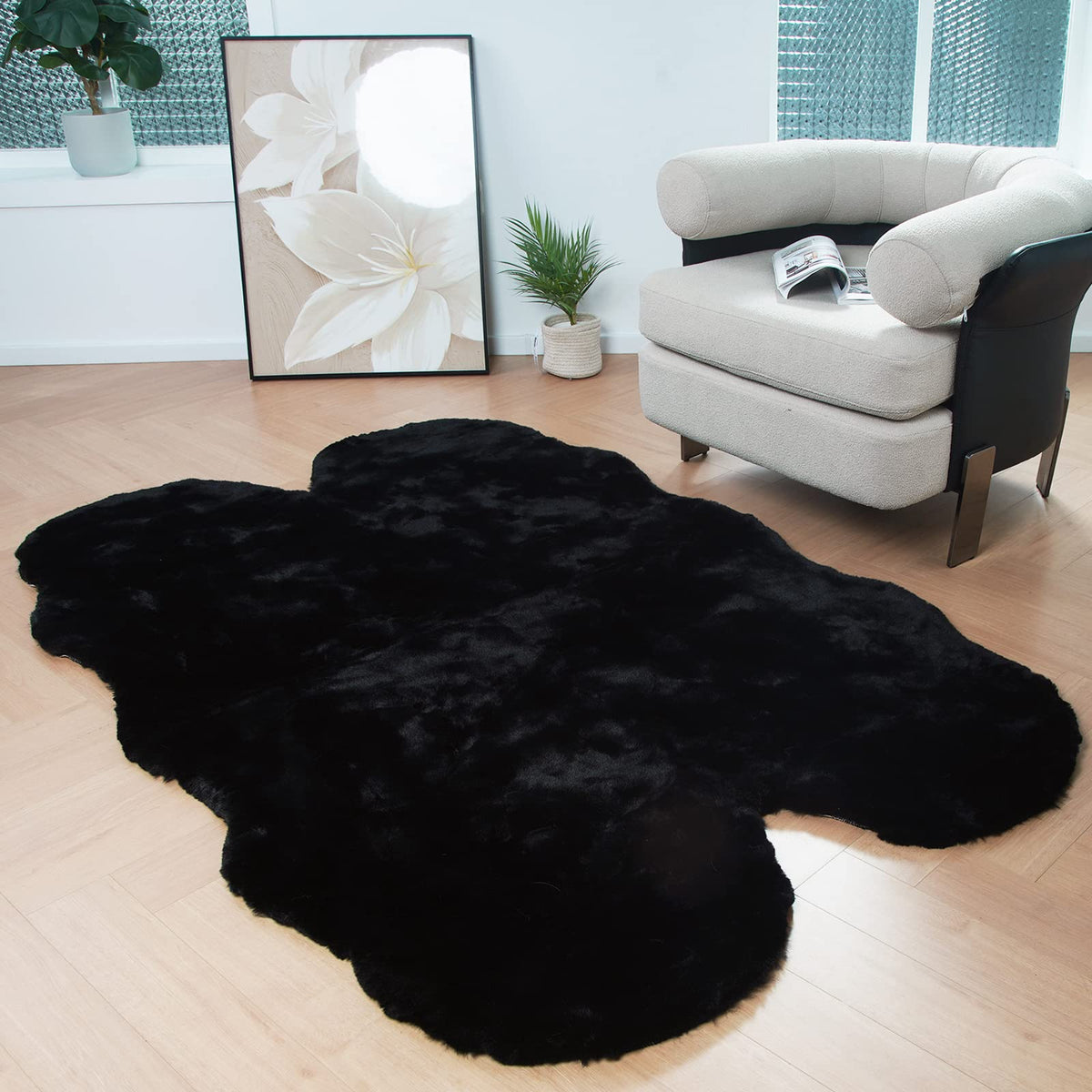 Latepis Washable Rugs 3x5 White Fluffy Shag Rug Shaggy Rug for Living Room Super Soft Area Rugs for Bedroom Nursery