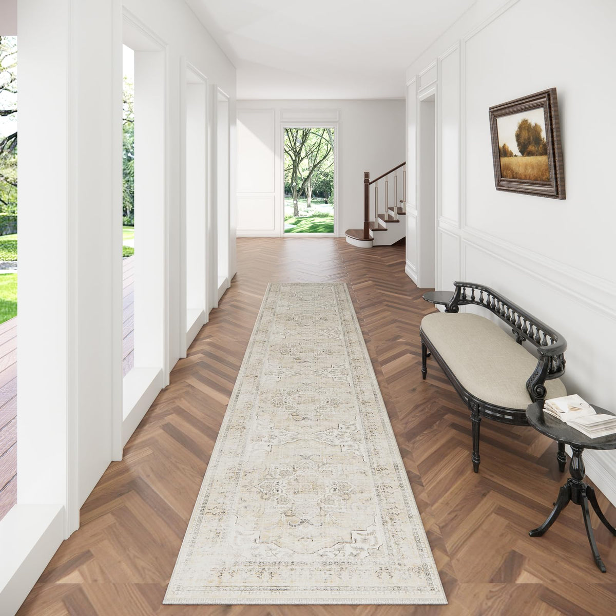 5x7 Area Rug for Living Room: Washable Bedroom Rug Non Slip Low Pile Carpet