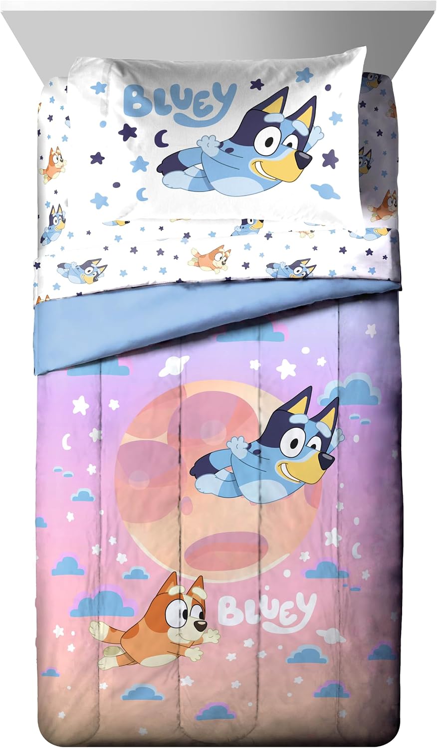 Bluey Bingo Twin Comforter Set 5 Piece Kids Bedding for Girls, Multi