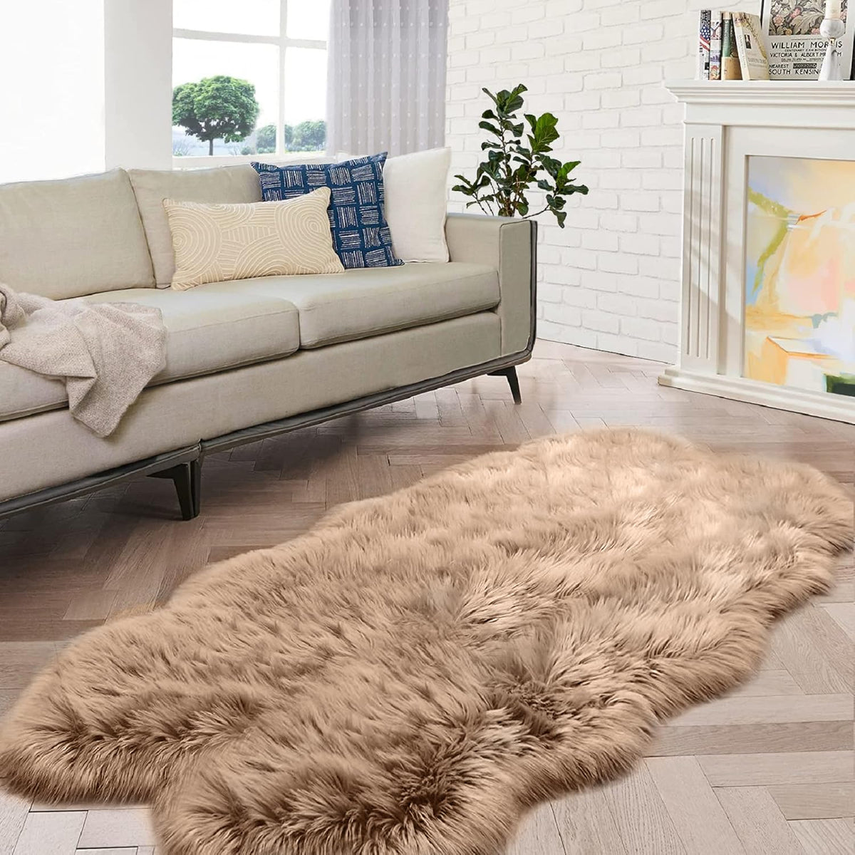 ORINOVA White Faux Sheepskin Fuzzy Fur Rugs for Bedroom Small Machine Washable Fluffy Area Rugs for Living Room 2x4 Shag Nursery Rug