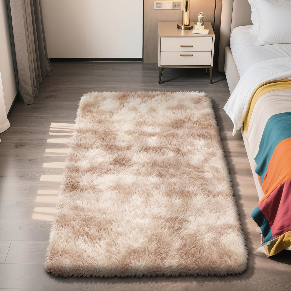 5x8 Shag Area Rug for Bedroom,Grey and Black Fluffy Rugs for Living Room