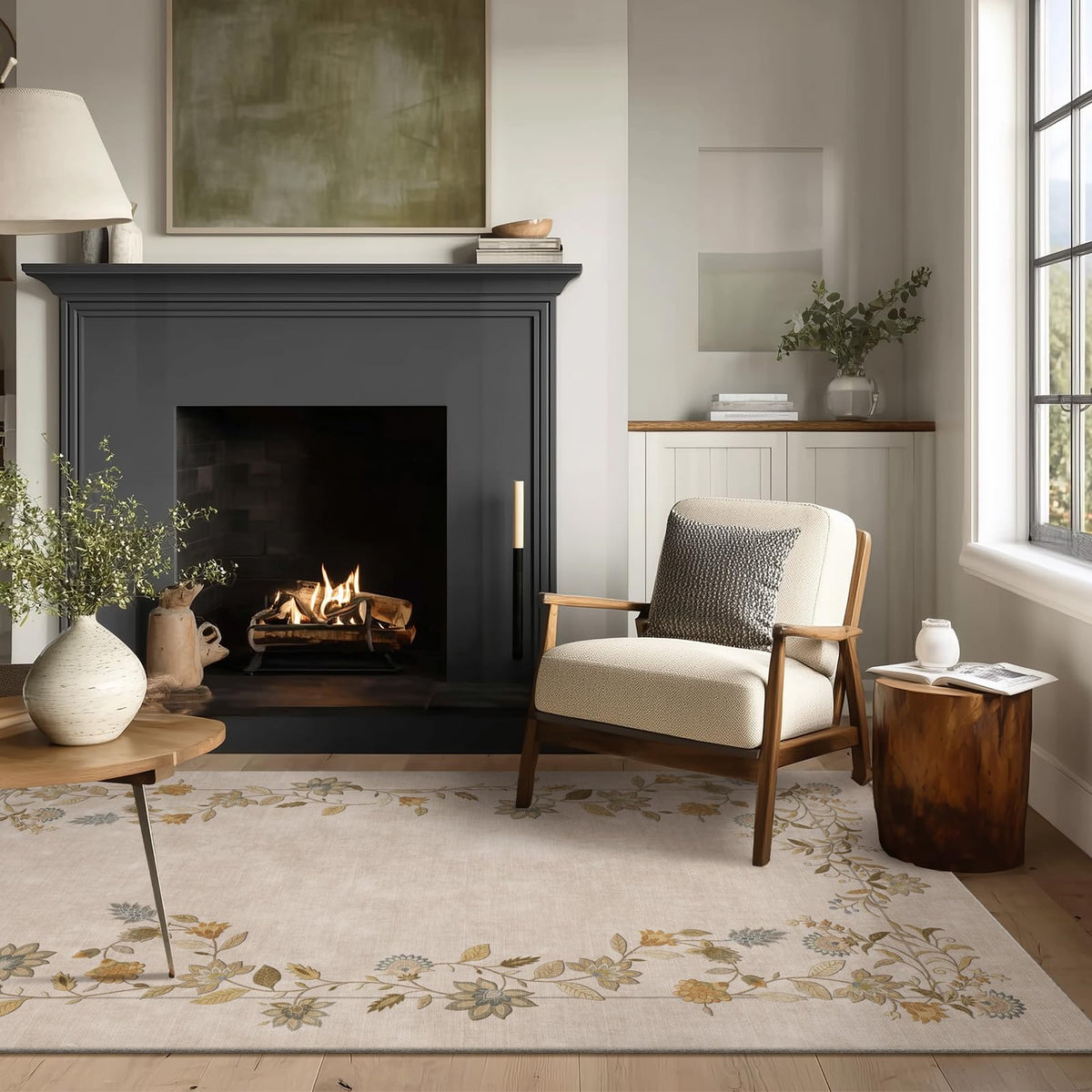 5x7 Area Rug for Living Room: Washable Bedroom Rug Non Slip Low Pile Carpet