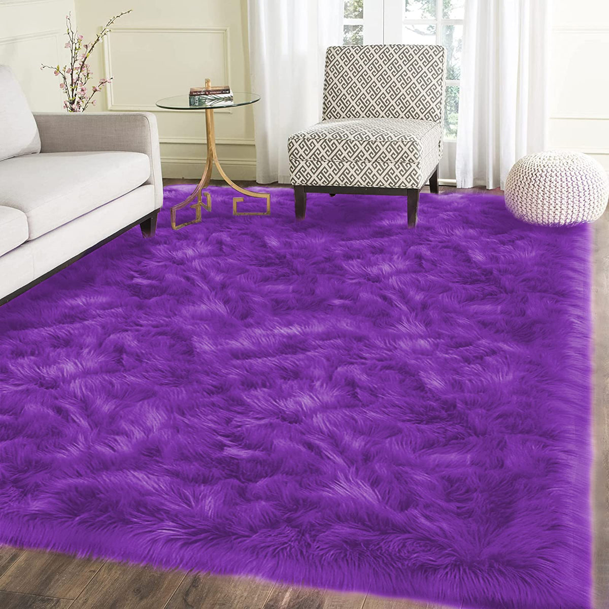 Latepis White Faux Fur Sheepskin Rug 4x6 for Living Room, Fuzzy Rugs Fluffy Washable Rug for Bedroom, Playroom, Luxury Room Decor, Rectangle